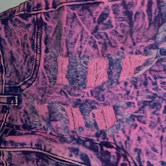 Bluish purplish distressed Denon shorts from Fashion Nova - Picture 2 of 4